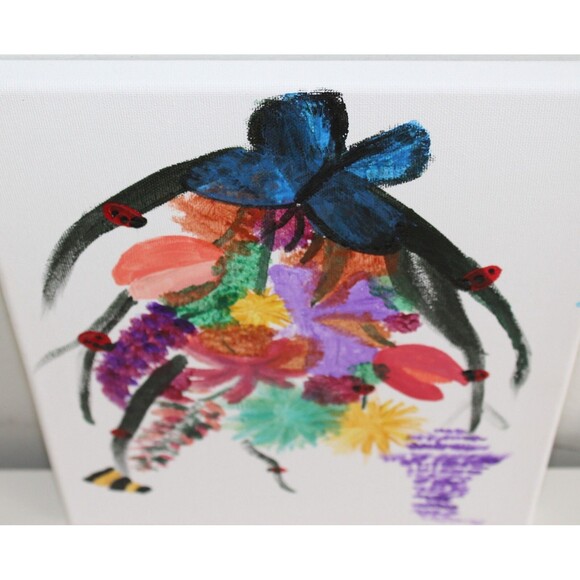 Small Colorful flowers Canvas Art Painting 9.5" x 12" - Picture 3 of 7